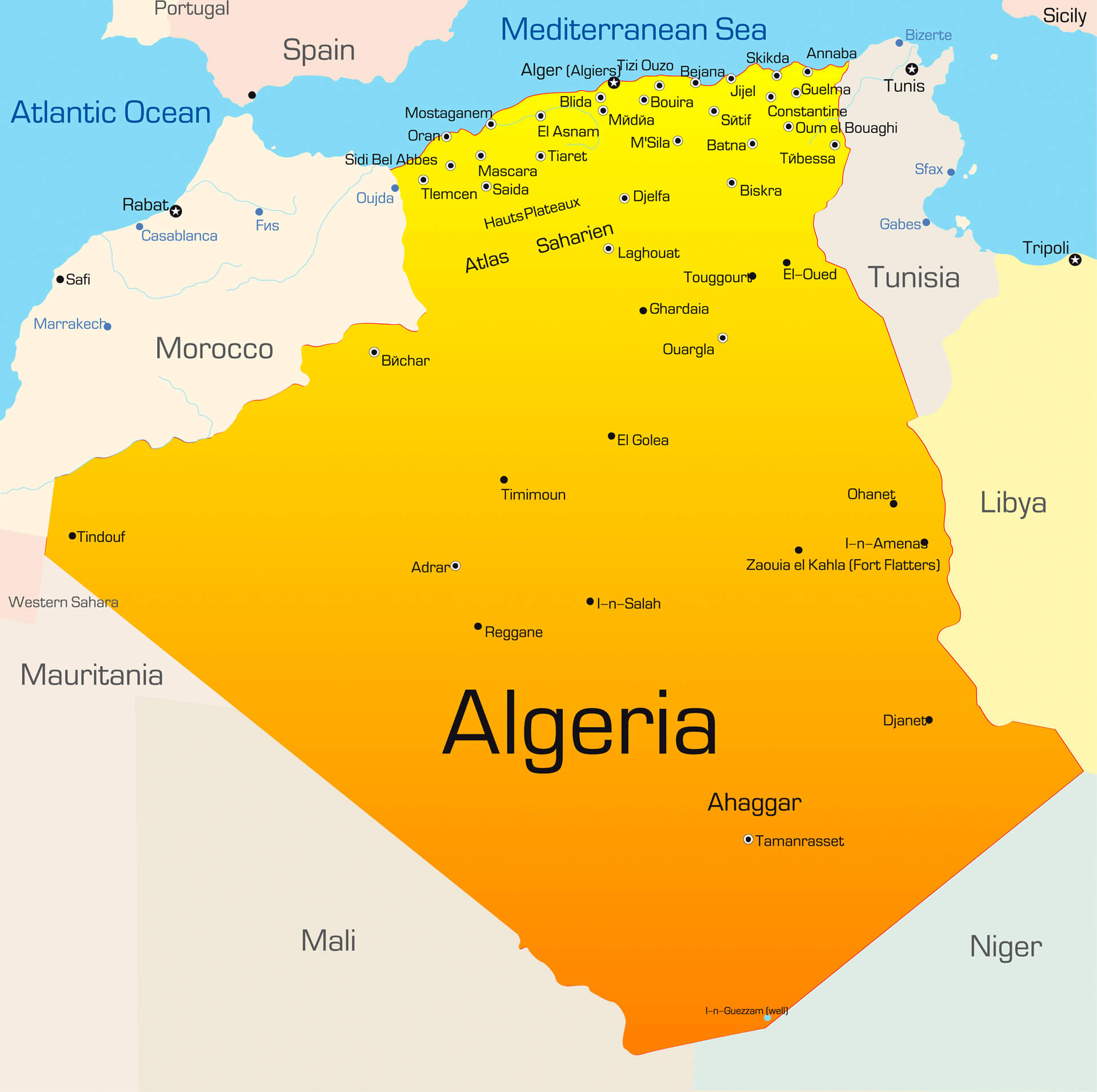 algeria tourist map